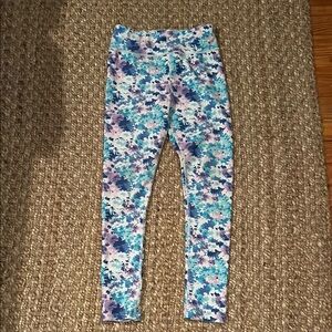 Floral Kids Leggings - Blue and Purple Runway 8-10